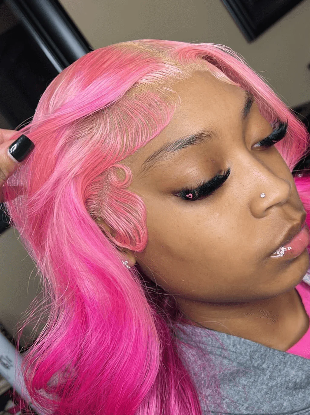 Dorsanee Ombre Pink Red Purple Shades Body Wave 13x4 Lace Front Human Hair Wig - Image 3