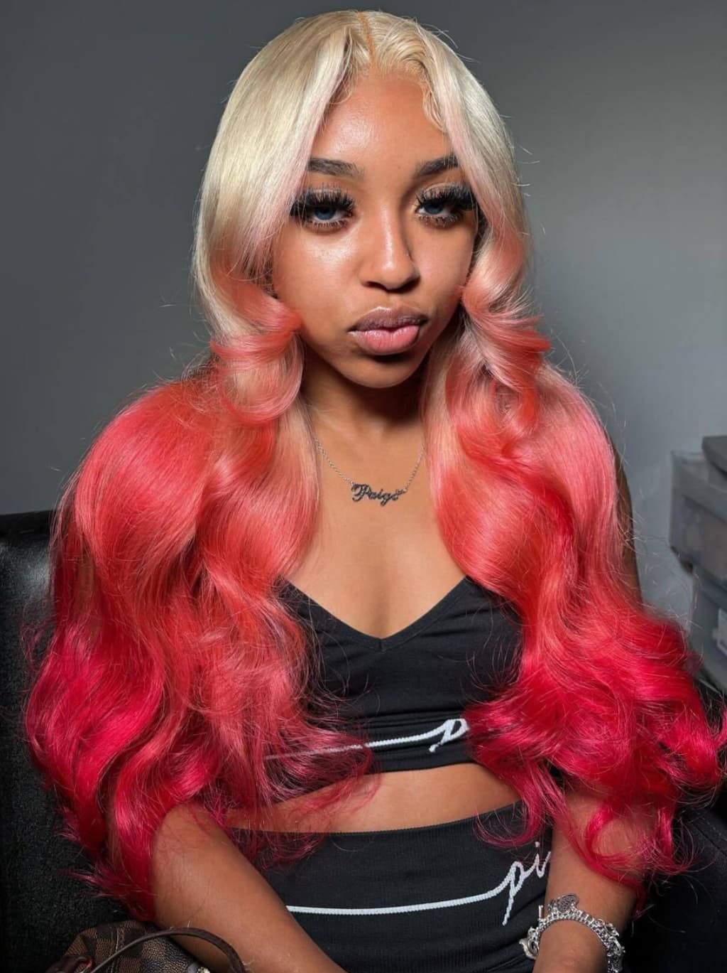 Dorsanee Ombre Pinkish Red 13x4 Lace Front Human Hair Wigs 200 Density - Image 2