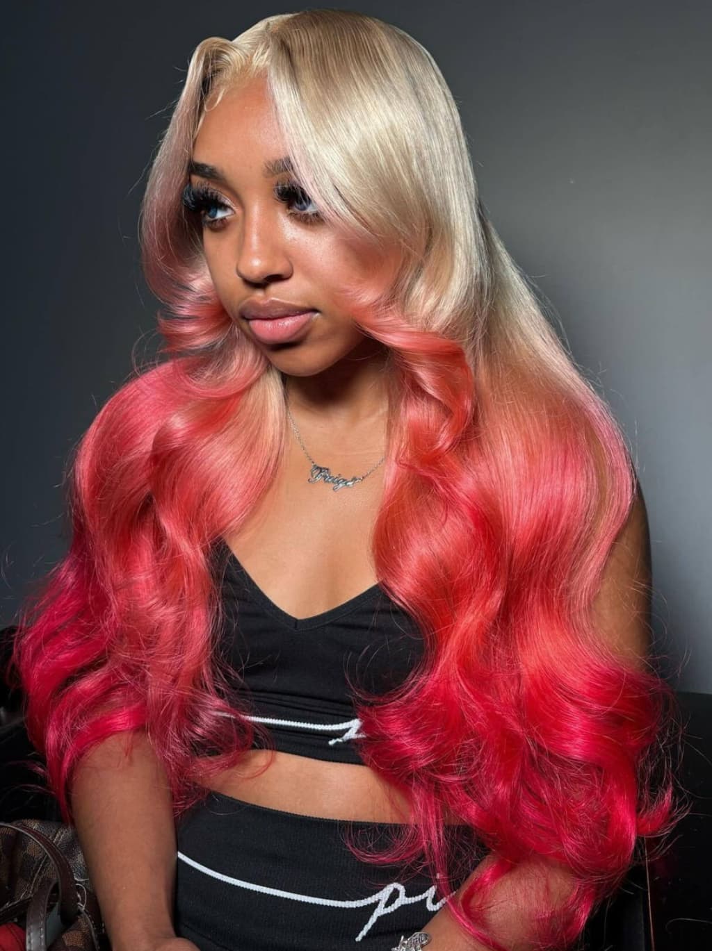 Dorsanee Ombre Pinkish Red 13x4 Lace Front Human Hair Wigs 200 Density - Image 3