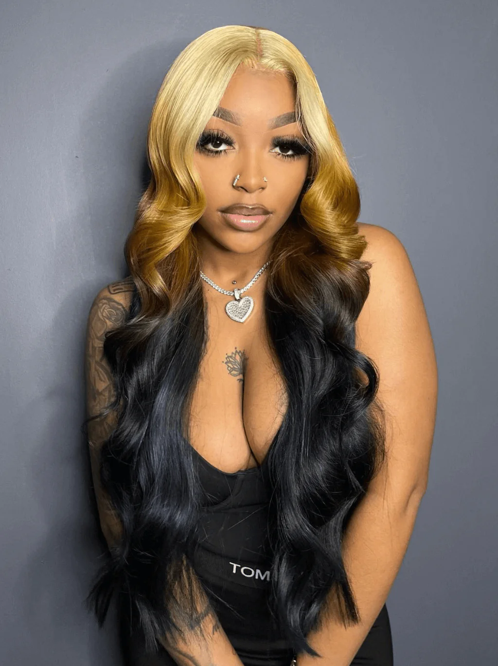 Dorsanee Ombre Platinum Blonde Caramel Brown Black HD Lace Front Human Hair Wig - Image 4