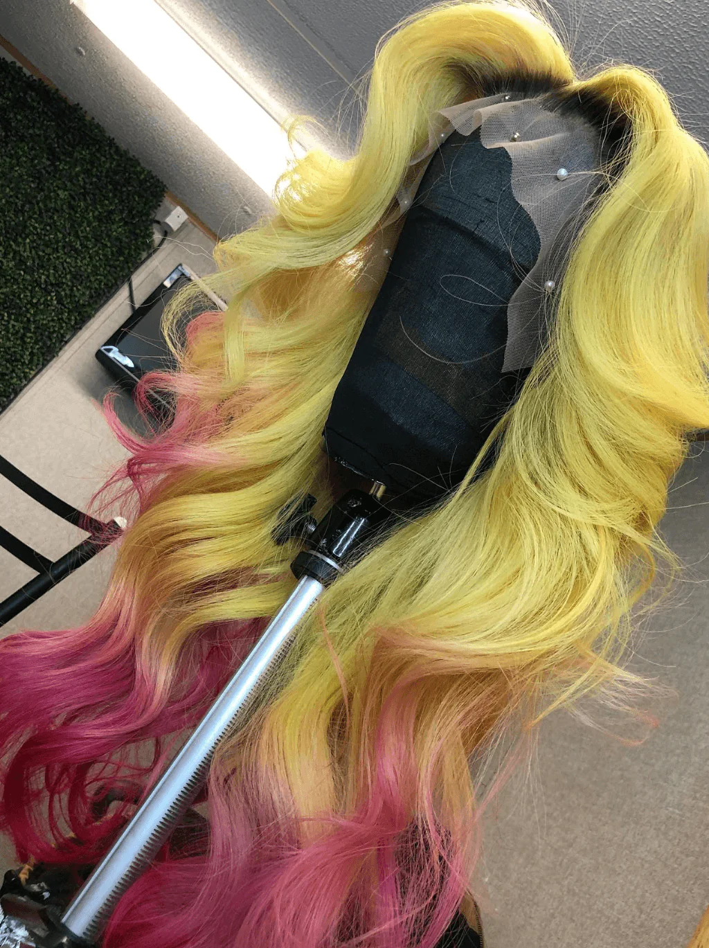 Dorsanee Ombre Yellow Pink Red Dark Roots 13x4 Lace Front Virgin Human Hair Wig - Image 4