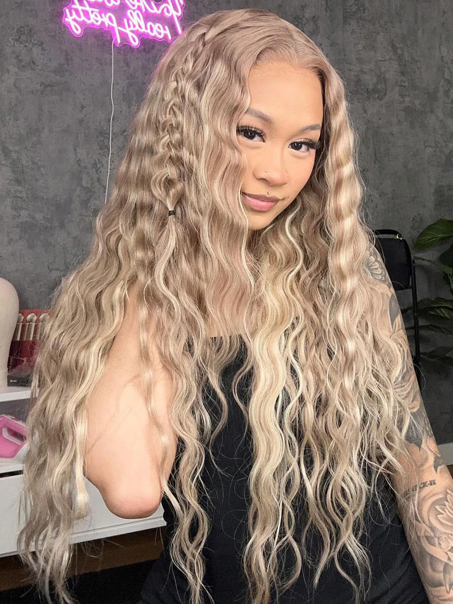 Dorsanee P18/613 9x6 M-Cap Blonde Light Brown Highlight Bone Straight Human Hair Wig - Image 3