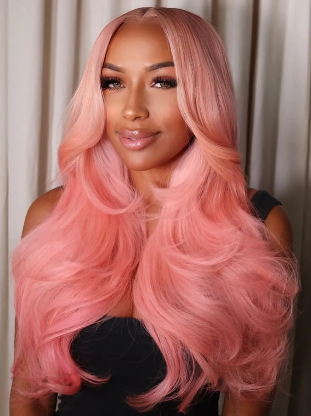 Dorsanee Pale Light Pink 13x4 Lace Front Virgin Human Hair Wigs 200 Density - Image 3