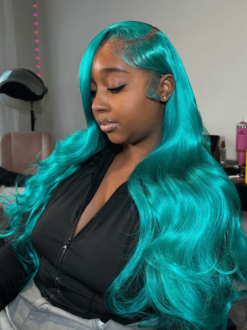 Dorsanee Pastel Green Body Wave 13x4 Lace Front Virgin Human Hair Wigs - Image 2