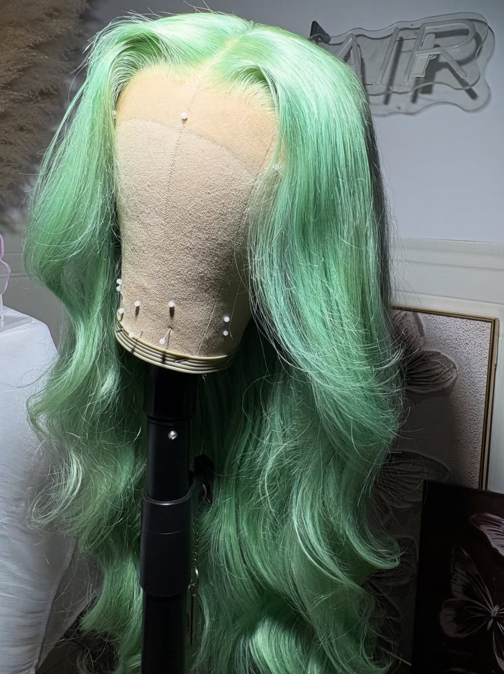 Dorsanee Pastel Ice Mint Green 13x4 Lace Front Human Hair Wigs 200 Density - Image 3