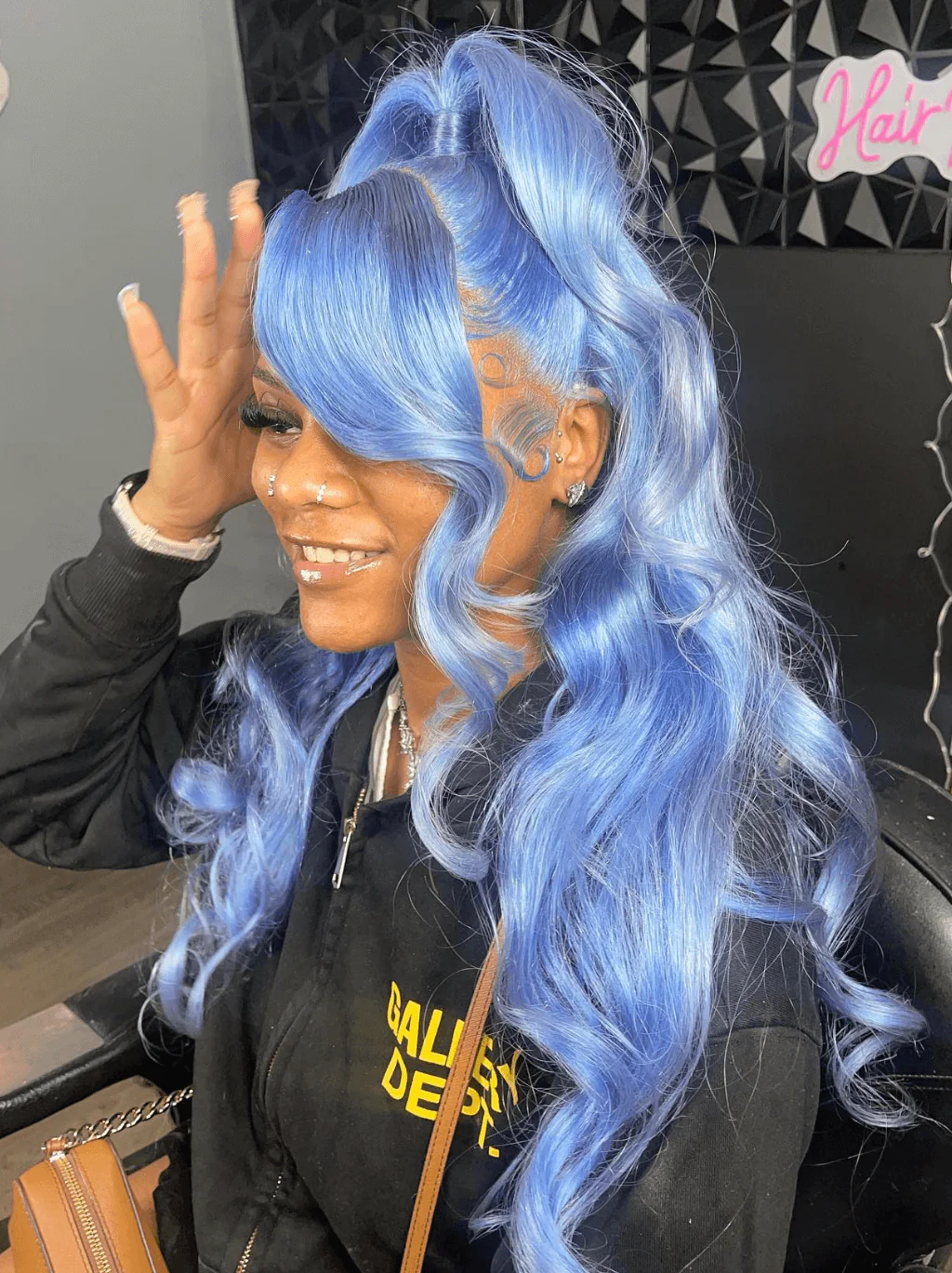 Dorsanee Pastel Light Blue Body Wave 13x4 HD Lace Front Virgin Human Hair Wigs - Image 2