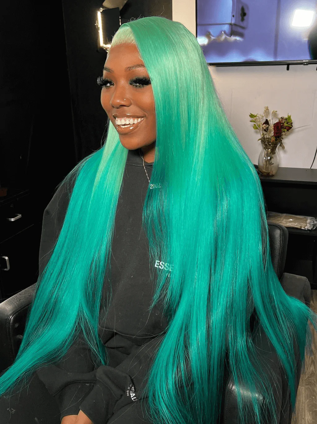 Dorsanee Pastel Lime Green Bone Straight HD Lace Front Human Hair Wig - Image 3