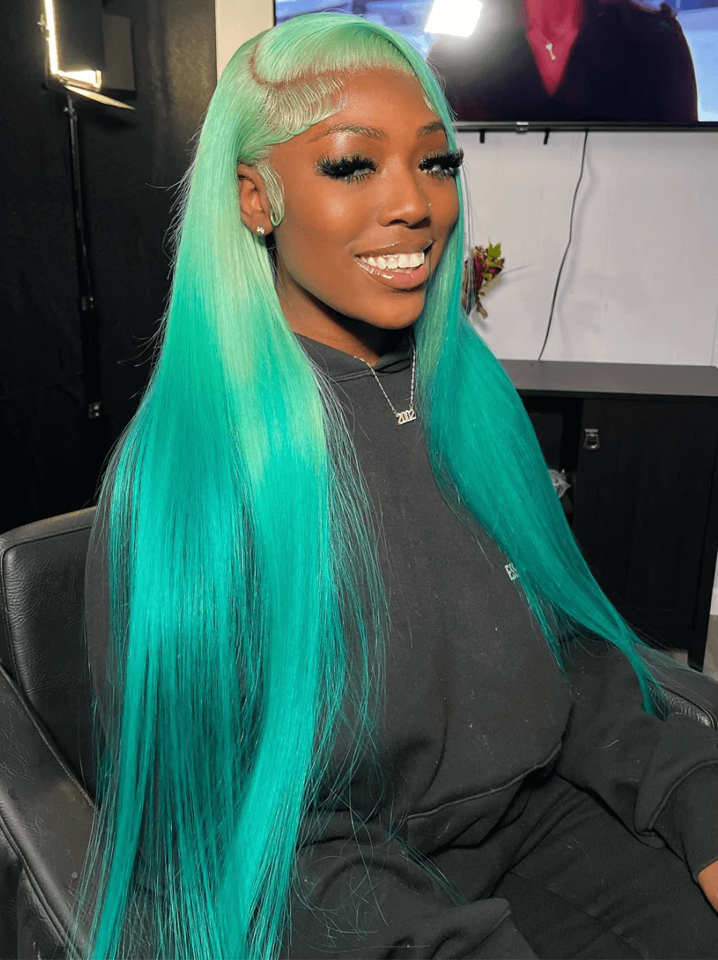 Dorsanee Pastel Lime Green Bone Straight HD Lace Front Human Hair Wig - Image 4