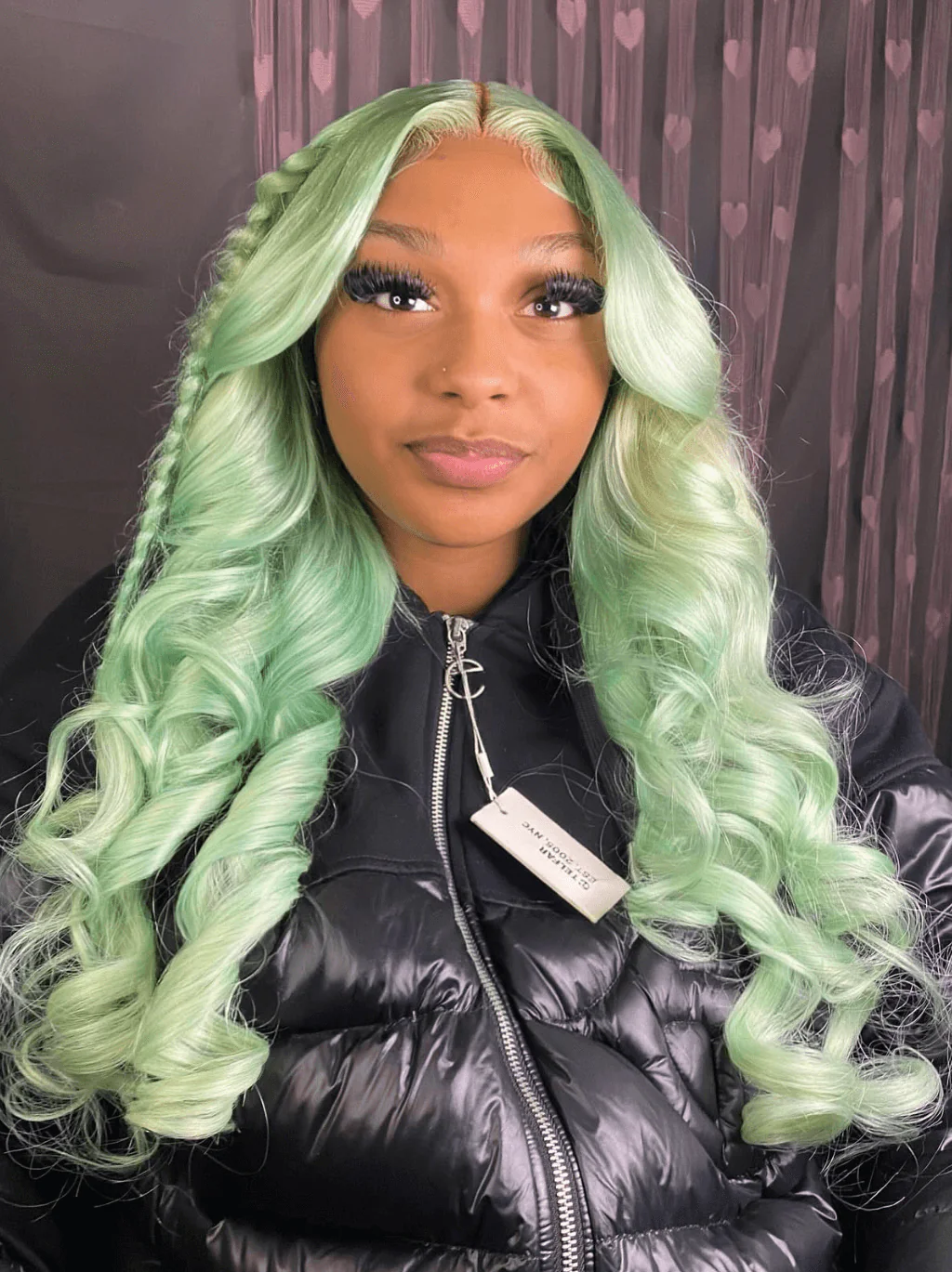 Dorsanee Pastel Mint Green Body Wave 13x4 Lace Front Virgin Human Hair Wigs - Image 2