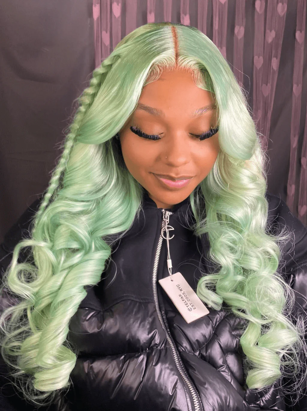 Dorsanee Pastel Mint Green Body Wave 13x4 Lace Front Virgin Human Hair Wigs - Image 3
