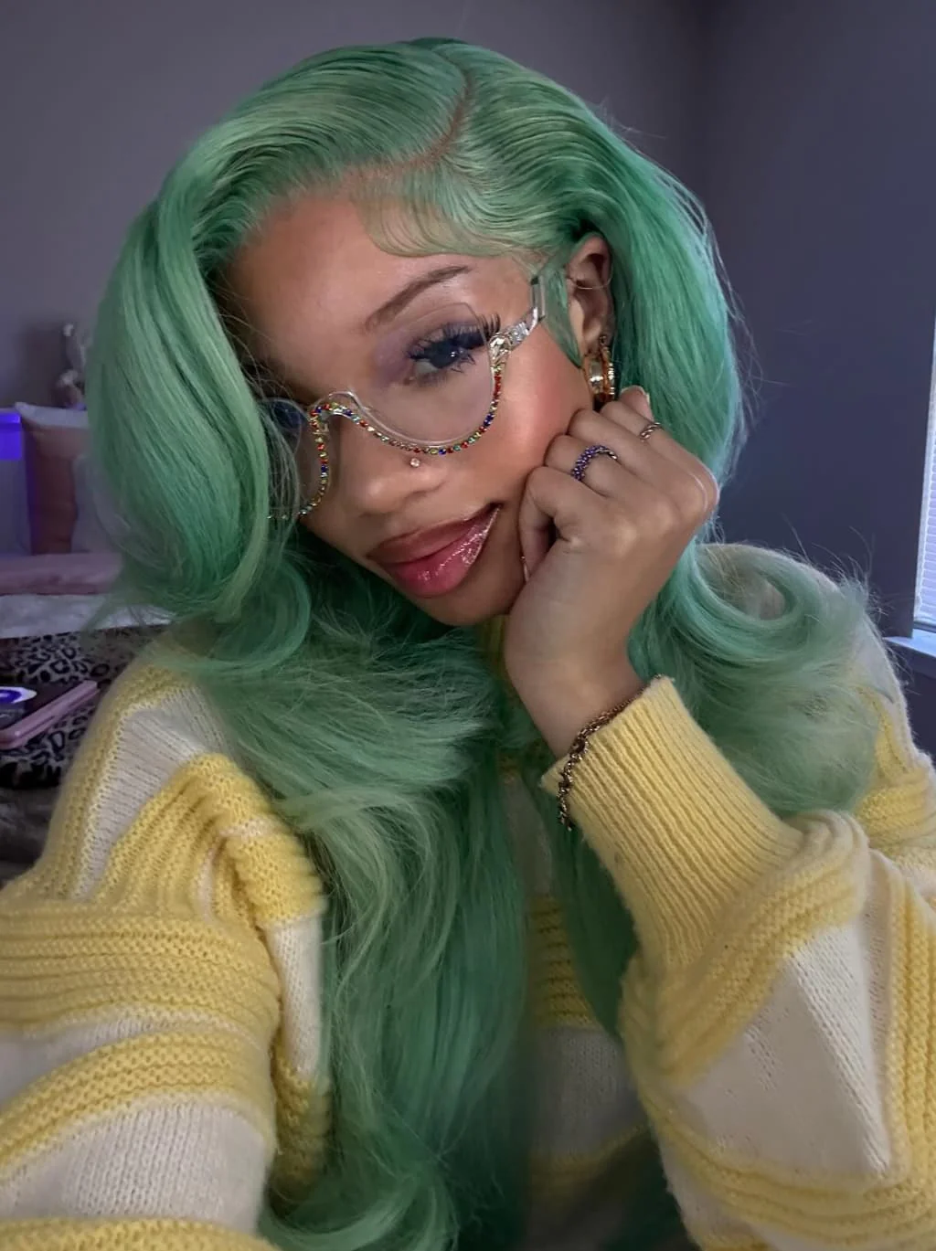 Dorsanee Pastel Teal Green 13x4 Lace Front Virgin Human Hair Wig - Image 3