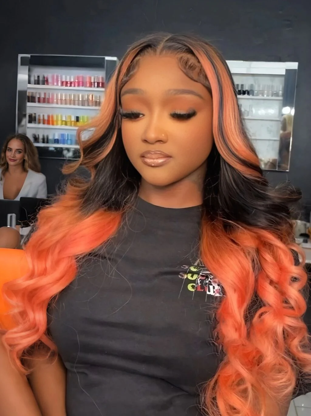 Dorsanee Peachy Pink Orange 13x4 Lace Front Virgin Human Hair Wigs 200 Density - Image 2
