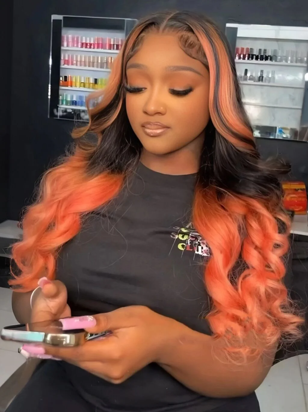 Dorsanee Peachy Pink Orange 13x4 Lace Front Virgin Human Hair Wigs 200 Density - Image 3