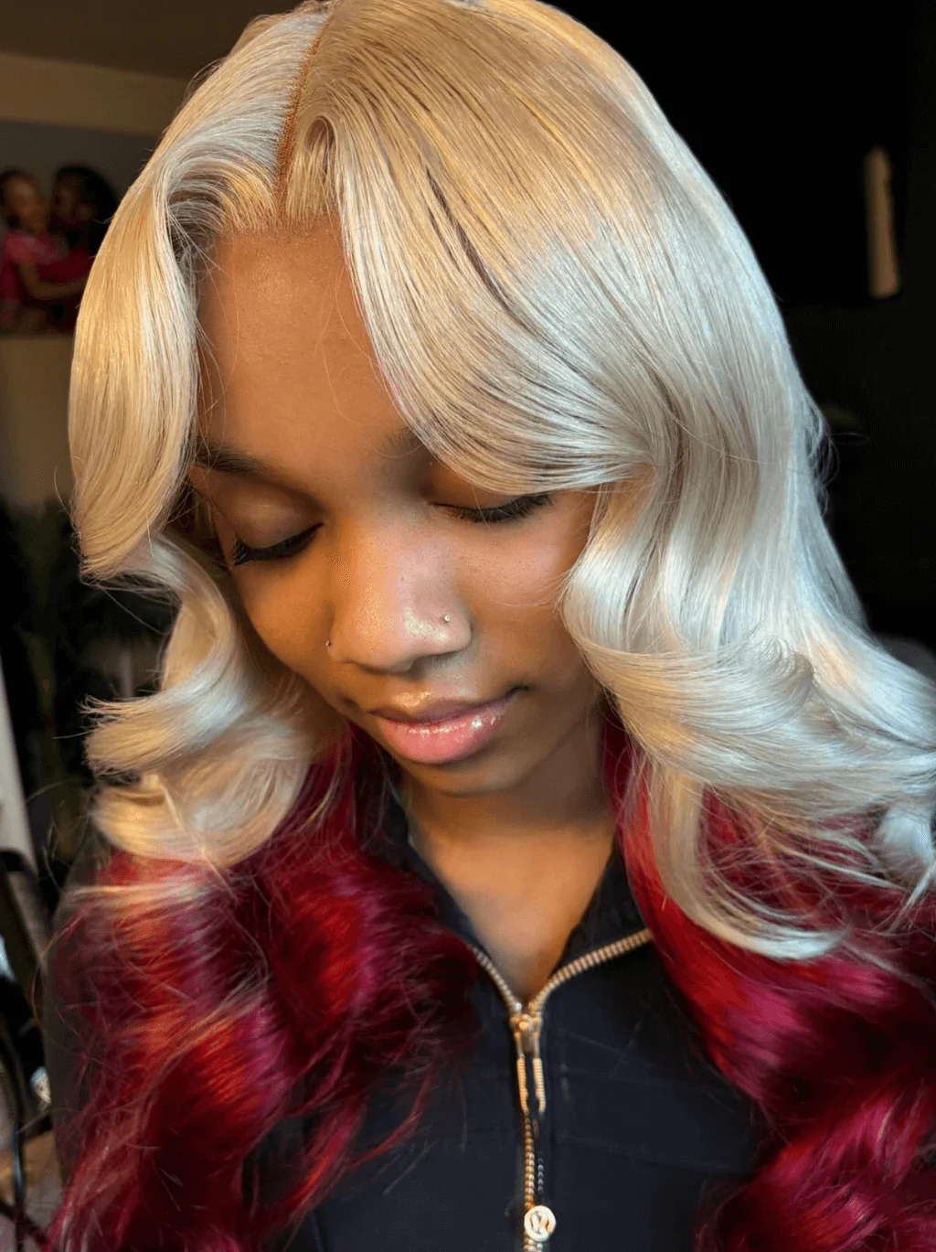 Dorsanee Peekaboo 613 Blonde Burgundy Red Body Wave Lace Front Human Hair Wigs - Image 2