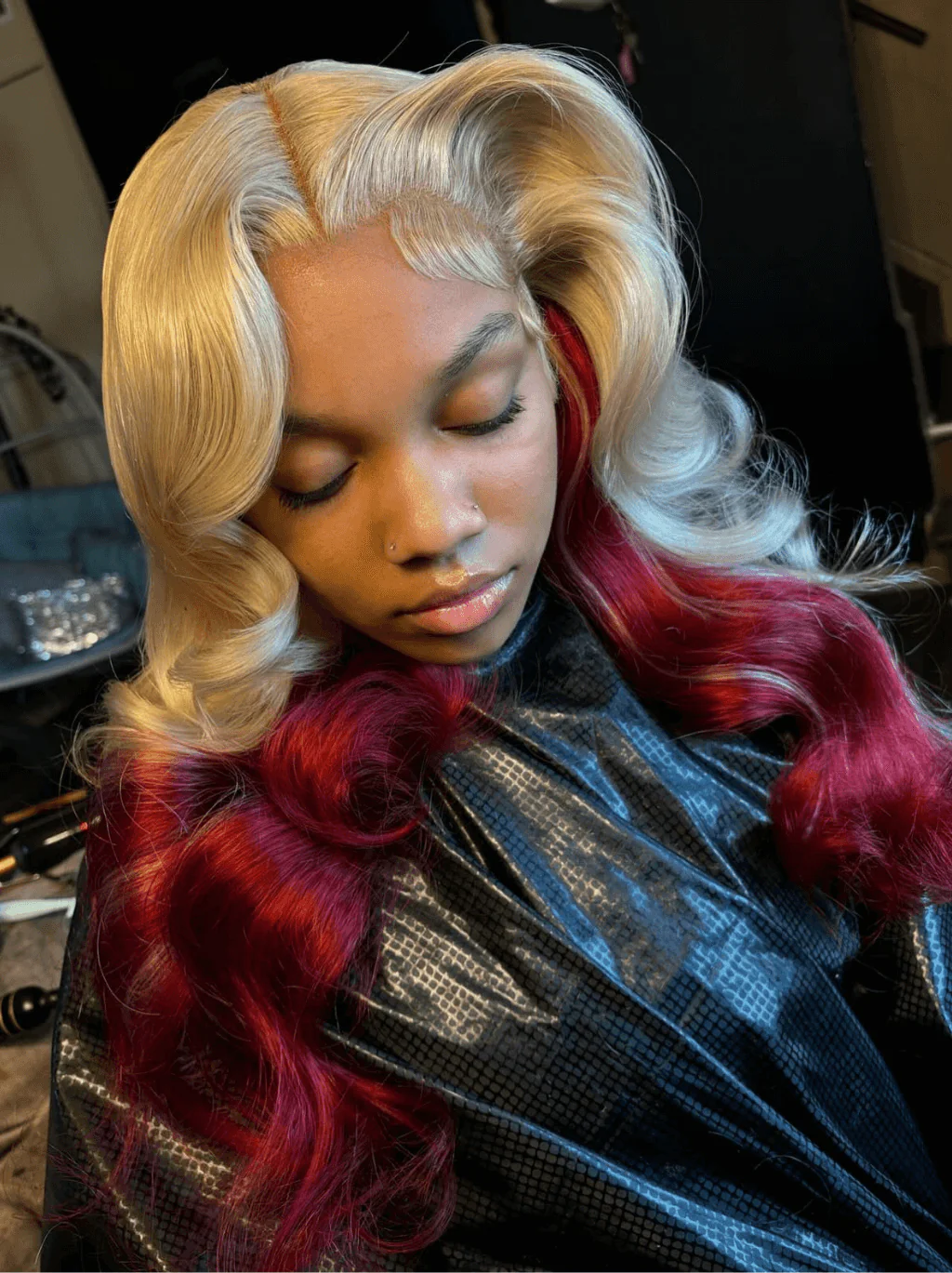 Dorsanee Peekaboo 613 Blonde Burgundy Red Body Wave Lace Front Human Hair Wigs - Image 4