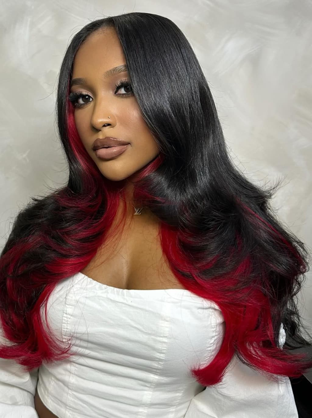 Dorsanee Peekaboo Black Burgundy 99J Red 13x4 Lace Front Human Hair Wigs 200 Density - Image 2