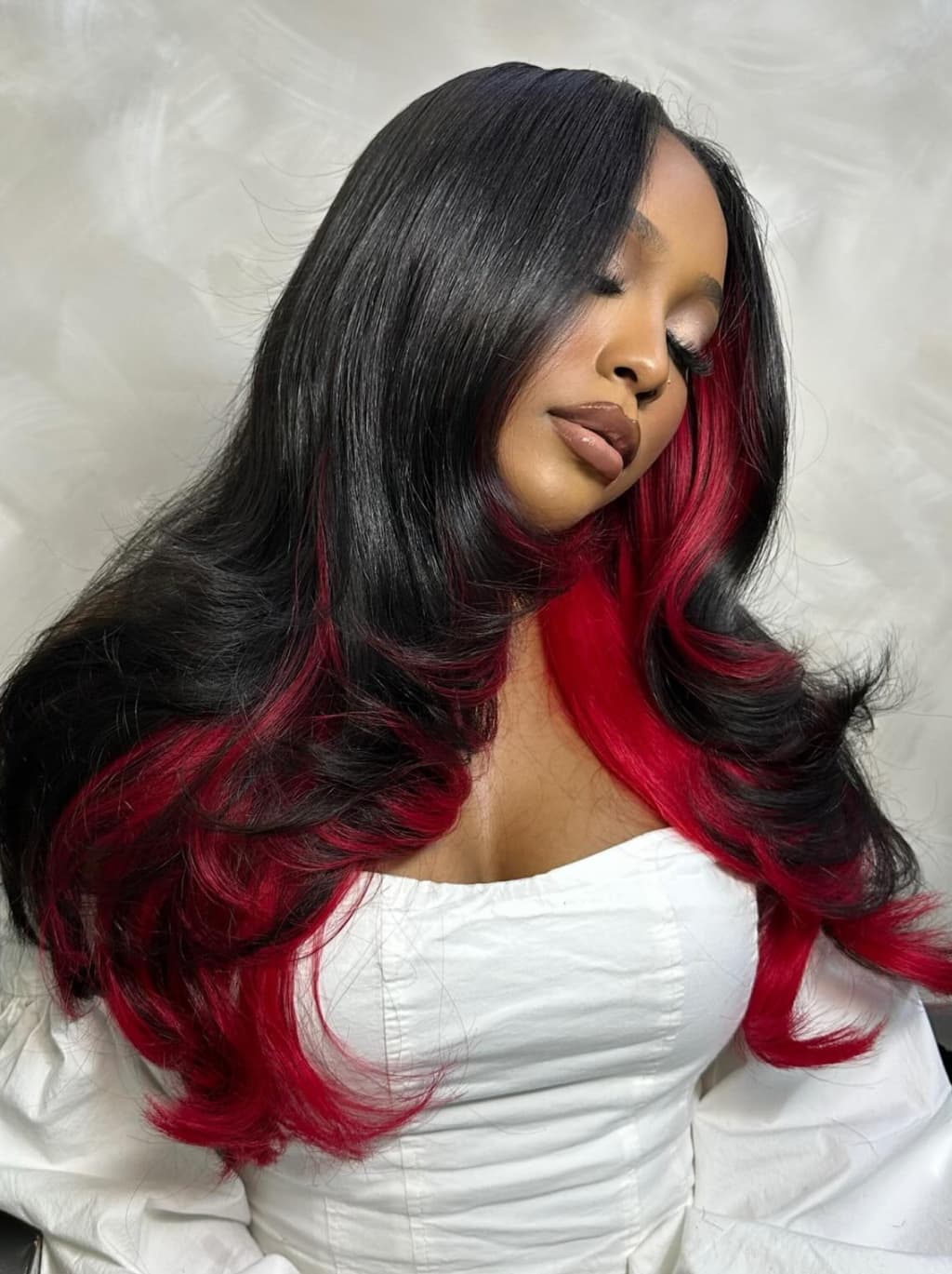 Dorsanee Peekaboo Black Burgundy 99J Red 13x4 Lace Front Human Hair Wigs 200 Density - Image 3