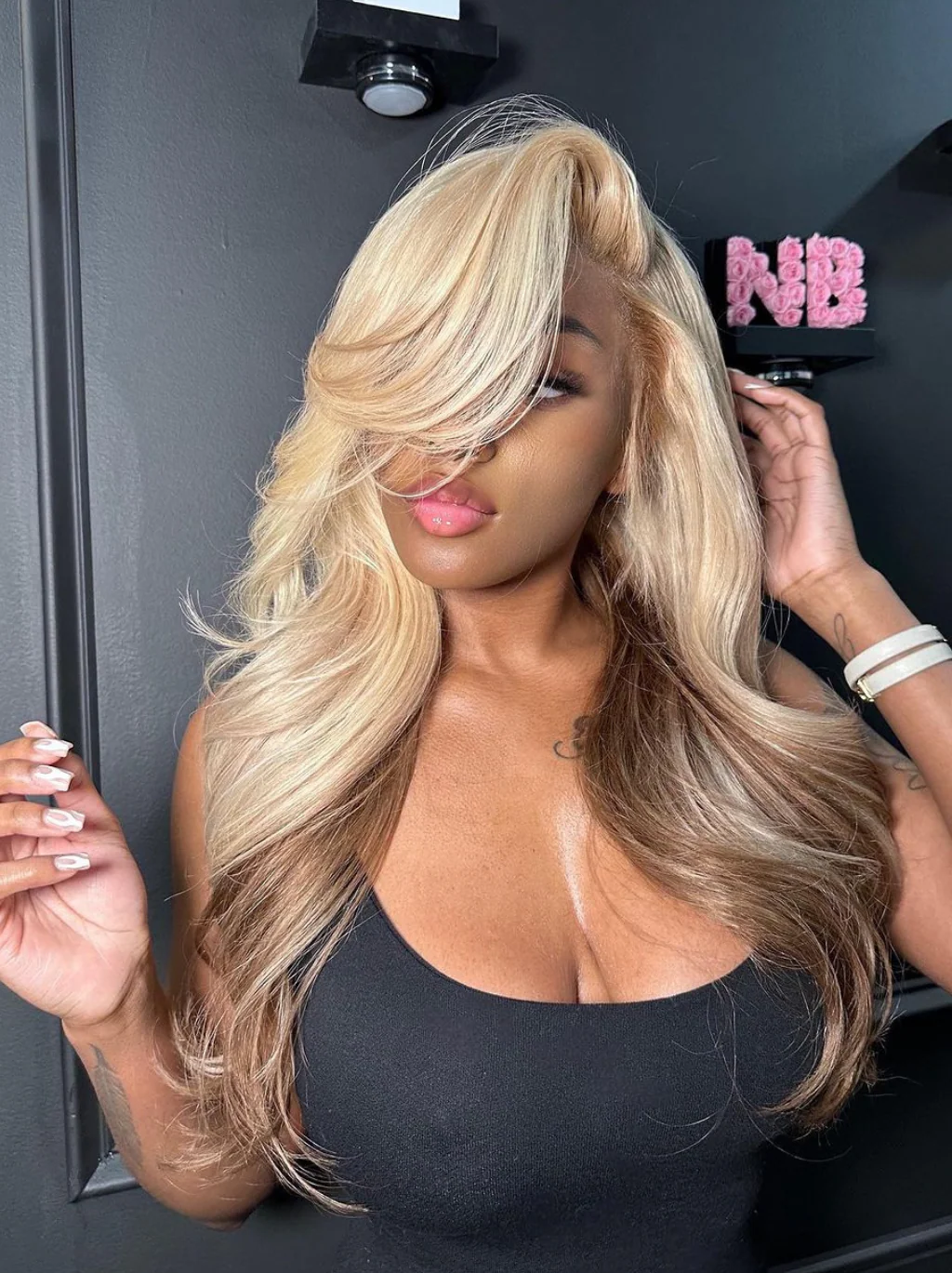 Dorsanee Peekaboo Blonde Chocolate Brown Two Tones 200 Density 13x4 Lace Front Body Wave Human Hair Wigs - Image 3