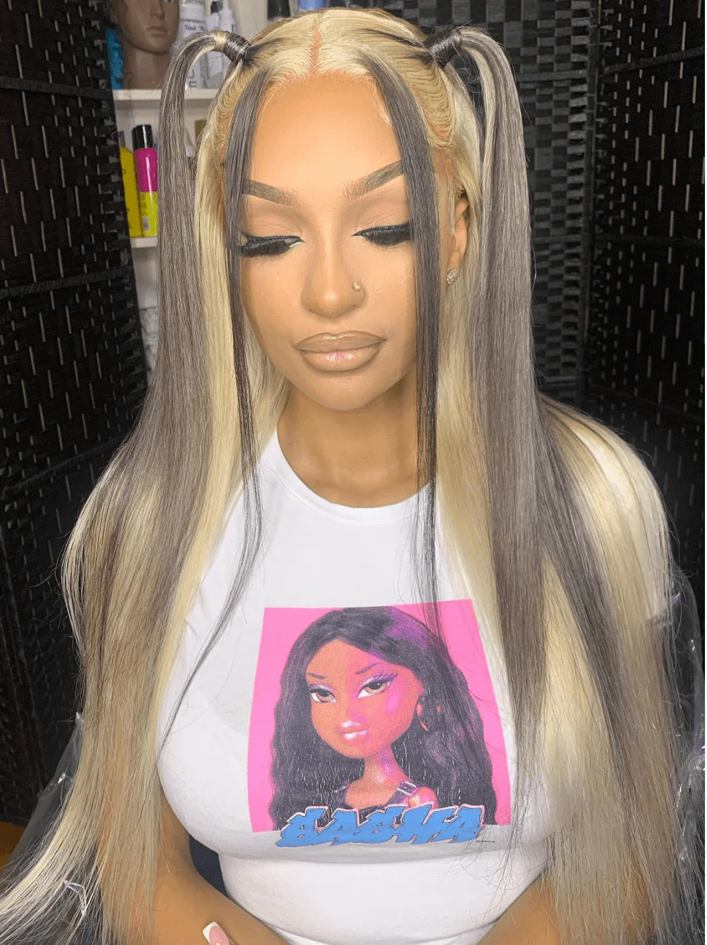 Dorsanee Peekaboo Gray Blonde Color Bone Straight HD Lace Front Human Hair Wigs - Image 2