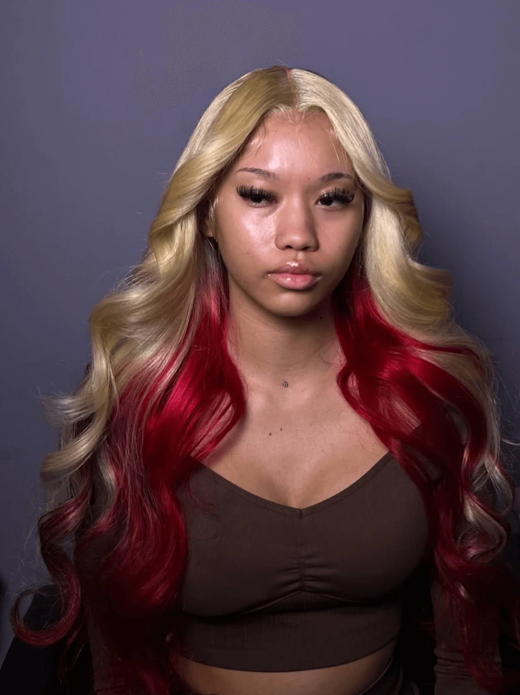 Dorsanee Peekaboo Honey Blonde 99J Red Body Wave Virgin Human Hair Wig - Image 3