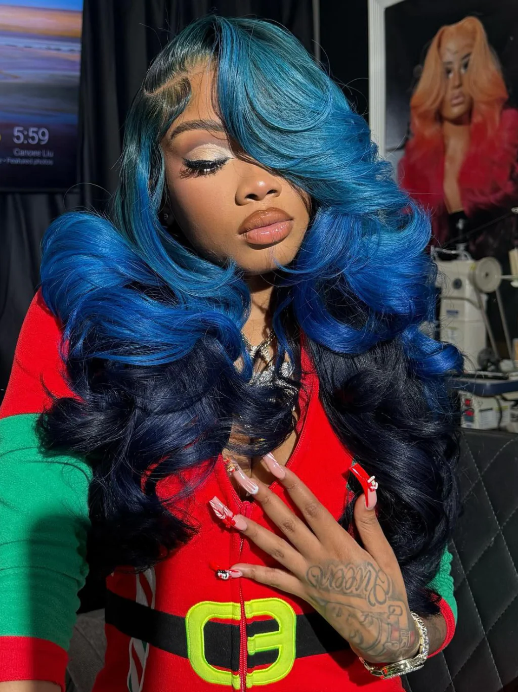 Dorsanee Peekaboo Light Dark Deep Blue Human Hair Wig 13x4 Lace Front Human Hair Color Wigs - Image 2