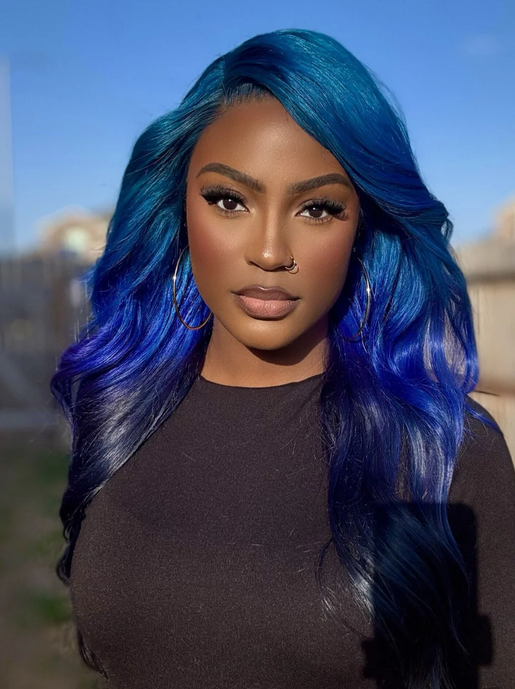 Dorsanee Peekaboo Light Dark Deep Blue Human Hair Wig 13x4 Lace Front Human Hair Color Wigs - Image 4