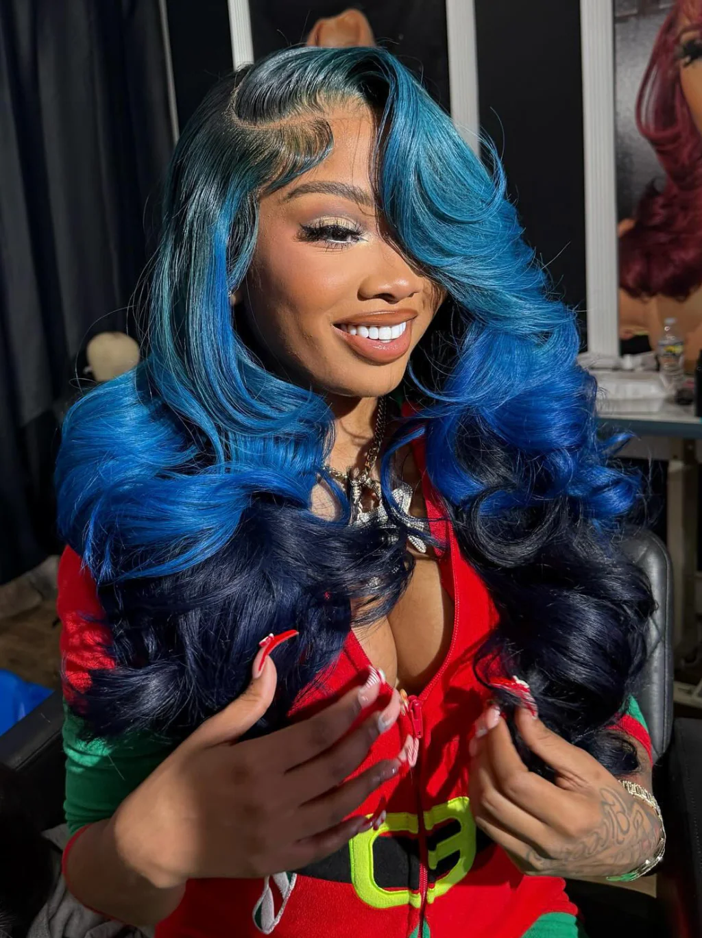 Dorsanee Peekaboo Light Dark Deep Blue Human Hair Wig 13x4 Lace Front Human Hair Color Wigs - Image 6