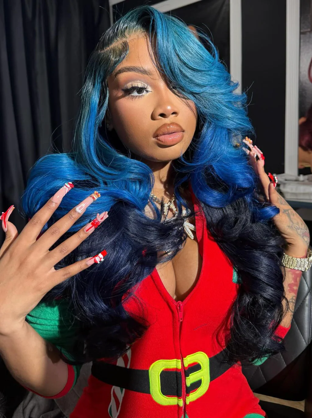 Dorsanee Peekaboo Light Dark Deep Blue Human Hair Wig 13x4 Lace Front Human Hair Color Wigs - Image 7