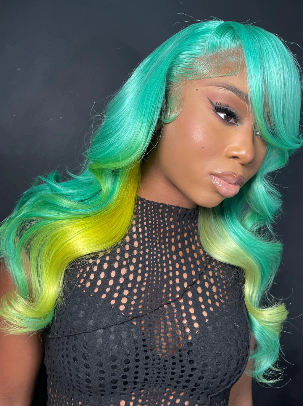 Dorsanee Peekaboo Pastel Green Yellow Wig 200 Density 13x4 Lace Front Body Wave Human Hair Wigs - Image 3