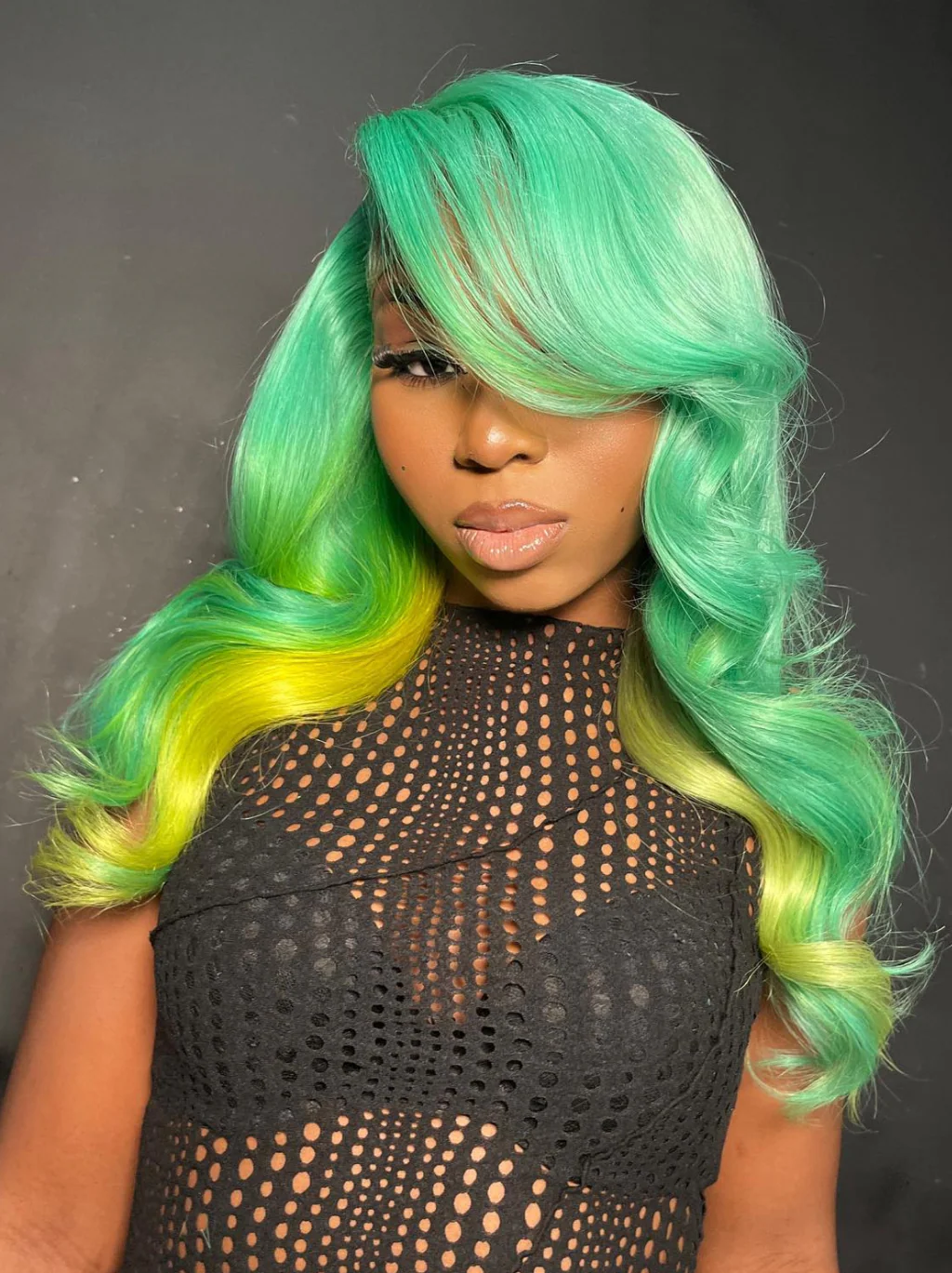 Dorsanee Peekaboo Pastel Green Yellow Wig 200 Density 13x4 Lace Front Body Wave Human Hair Wigs - Image 4
