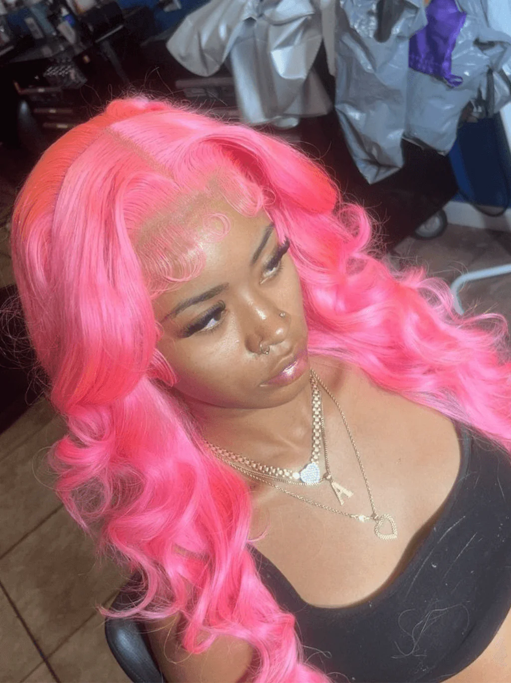 Dorsanee Pink Body Wave 13x4 Transparent HD Lace Front Human Hair Wigs - Image 3