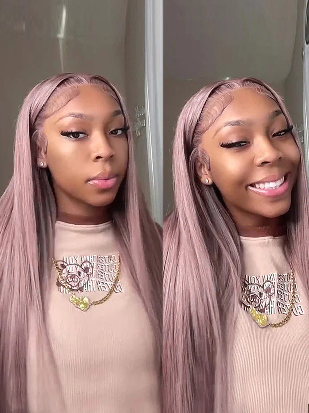 Dorsanee Pink Purple Lavender Color 13x4 Lace Front Wigs Human Hair - Image 4