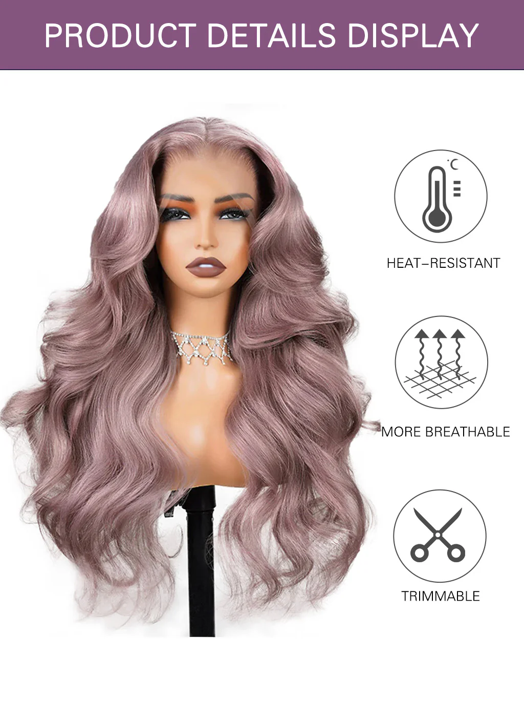 Dorsanee Pink Purple Lavender Color 13x4 Lace Front Wigs Human Hair - Image 6