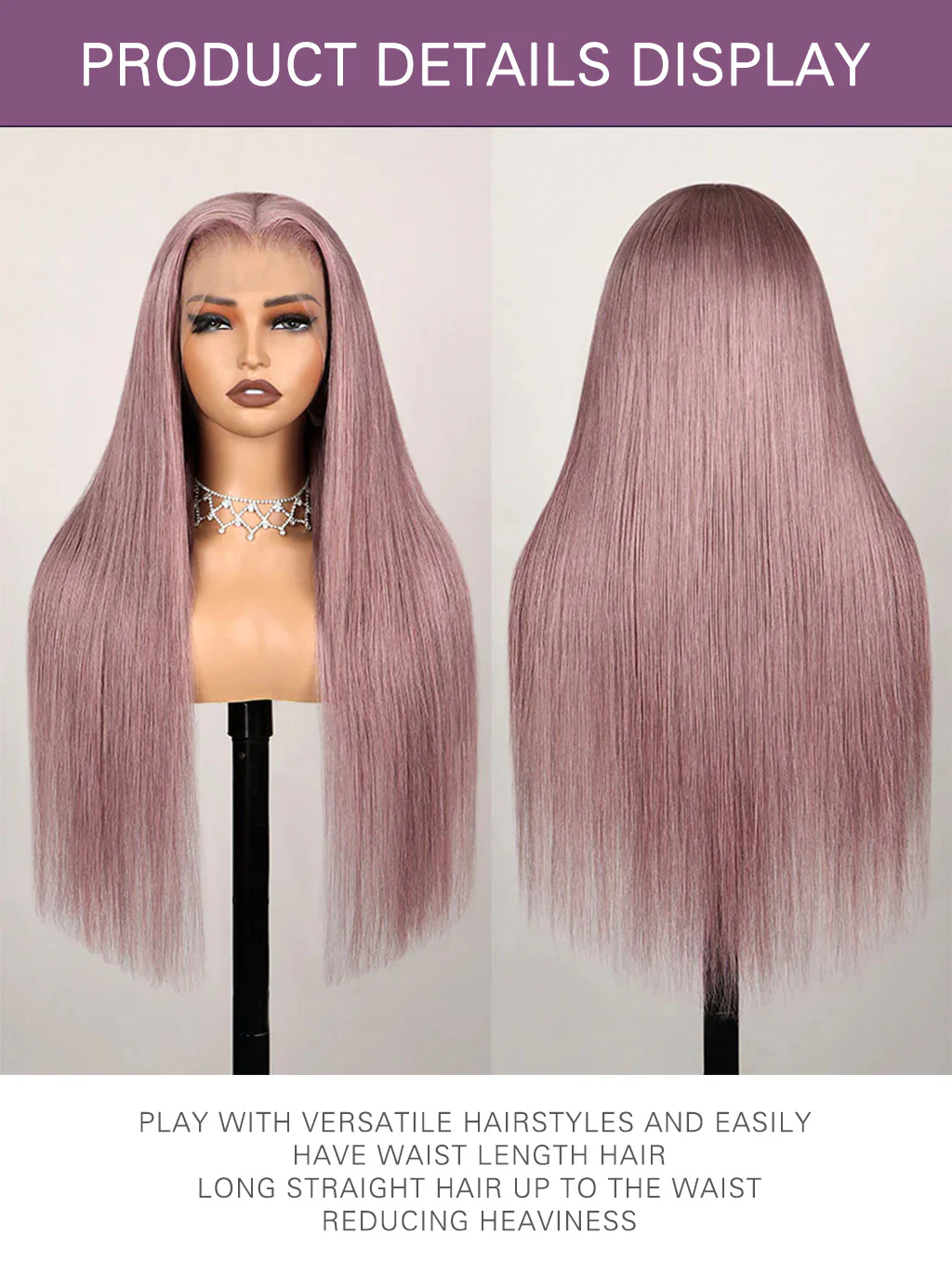 Dorsanee Pink Purple Lavender Color 13x4 Lace Front Wigs Human Hair - Image 7