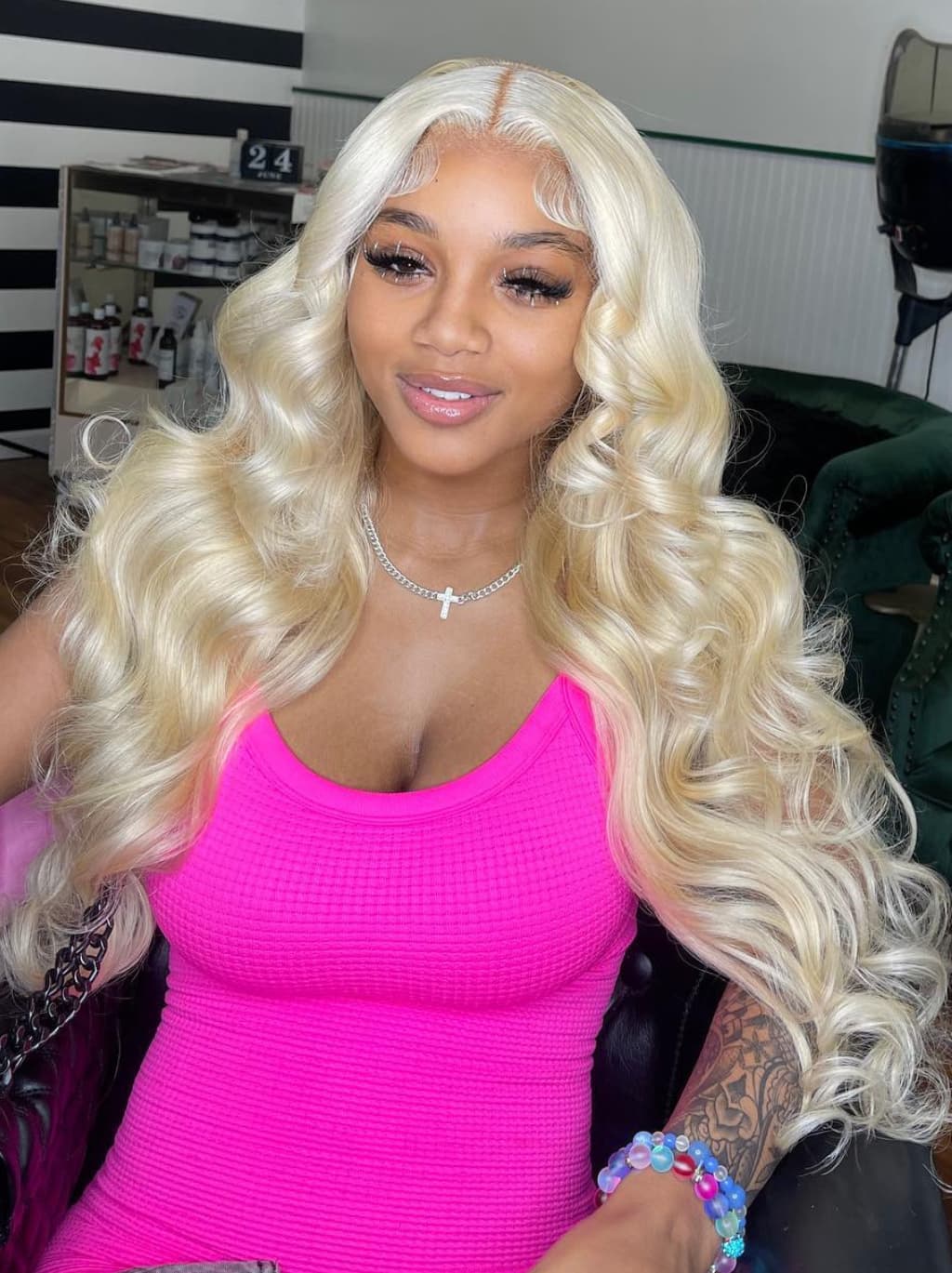 Dorsanee Platinum 613 Blonde 13x4 Lace Front Virgin Human Hair Wigs - Image 2
