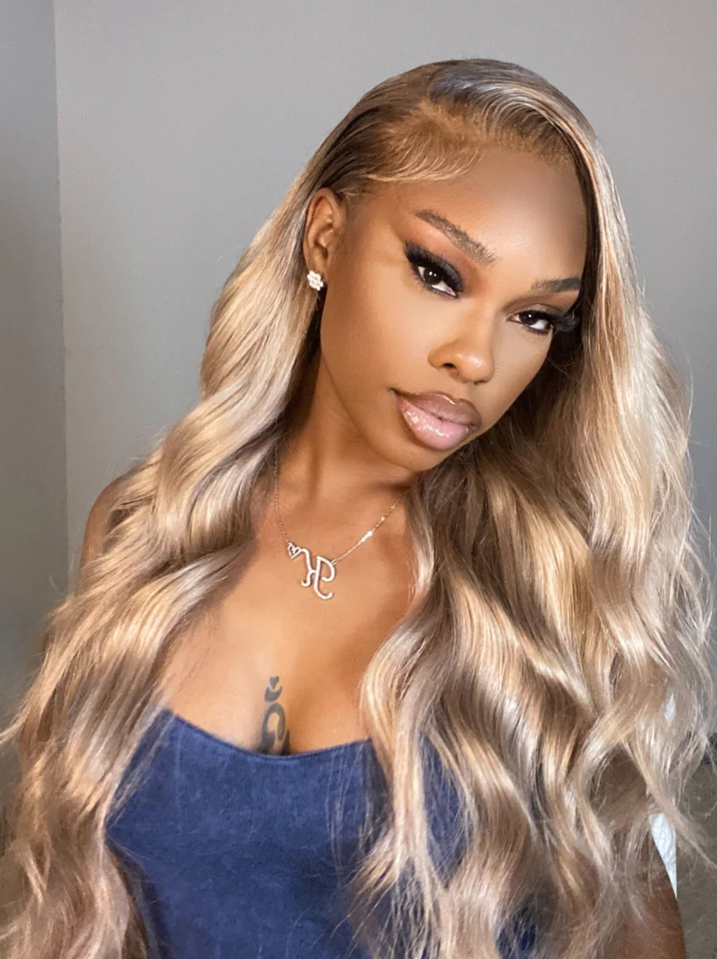 Dorsanee Platinum Golden Honey Blonde Body Wave 13x4 Lace Front Virgin Human Hair Wigs - Image 3