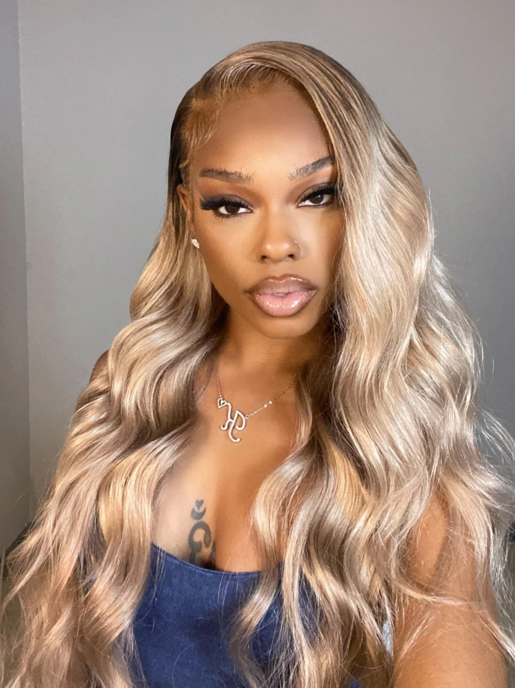 Dorsanee Platinum Golden Honey Blonde Body Wave 13x4 Lace Front Virgin Human Hair Wigs - Image 4