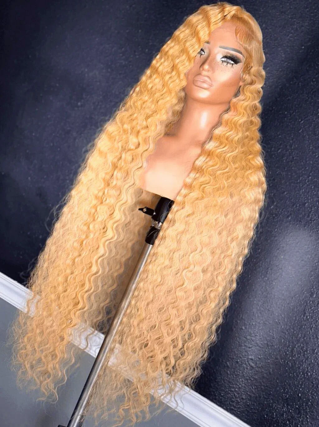 Dorsanee Platinum Strawberry Honey Blonde Deep Wave Curly Lace Front Hair Wigs