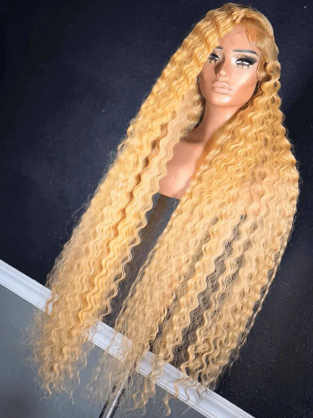 Dorsanee Platinum Strawberry Honey Blonde Deep Wave Curly Lace Front Hair Wigs - Image 2
