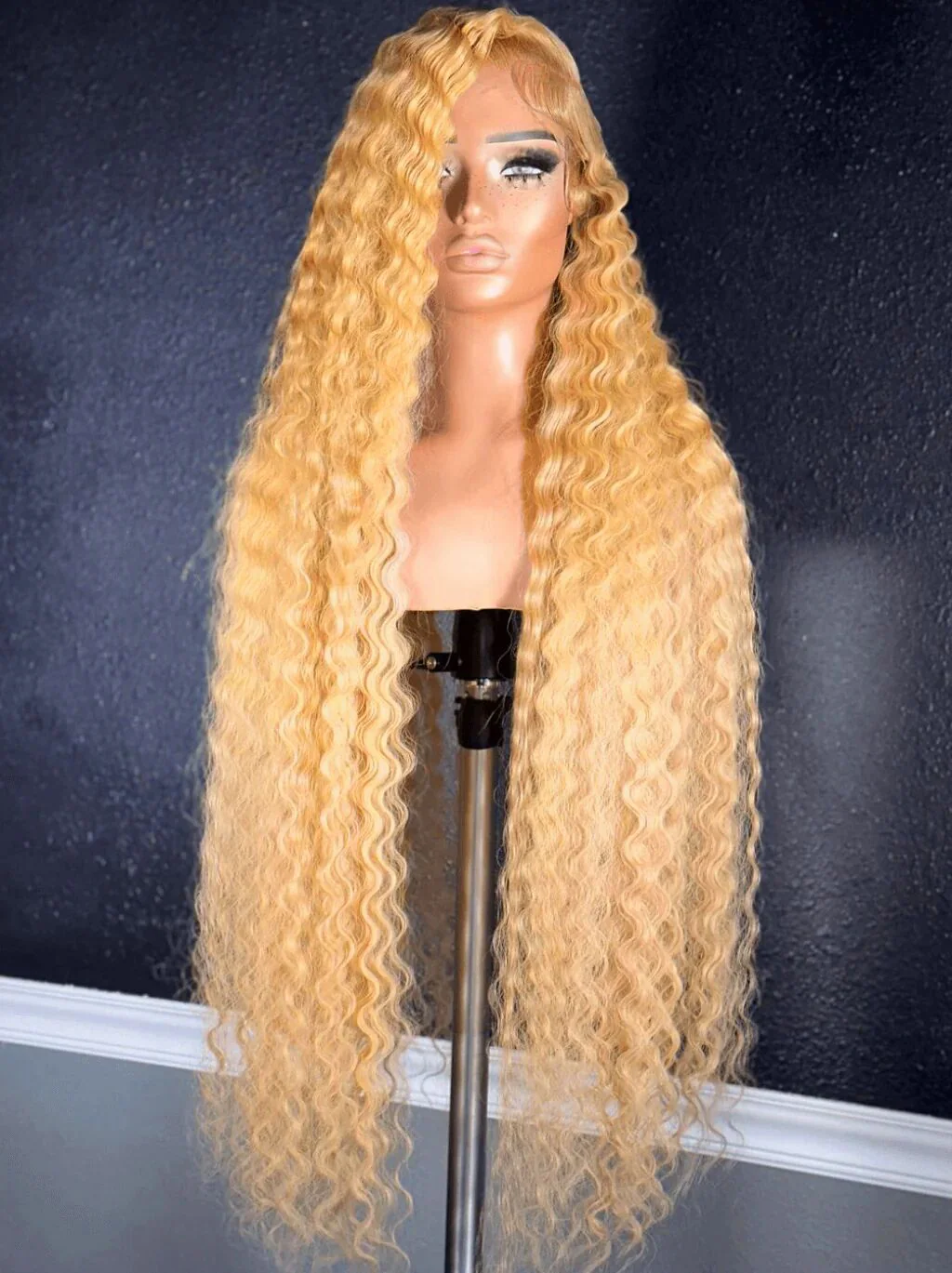 Dorsanee Platinum Strawberry Honey Blonde Deep Wave Curly Lace Front Hair Wigs - Image 3