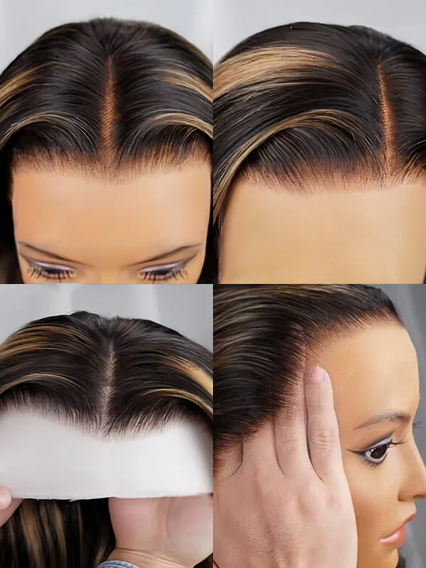 Dorsanee Pre Cut Balayage Light Brown Highlight Wear Go Glueless 9x6 Lace Closure Human Hair Wigs - Image 4