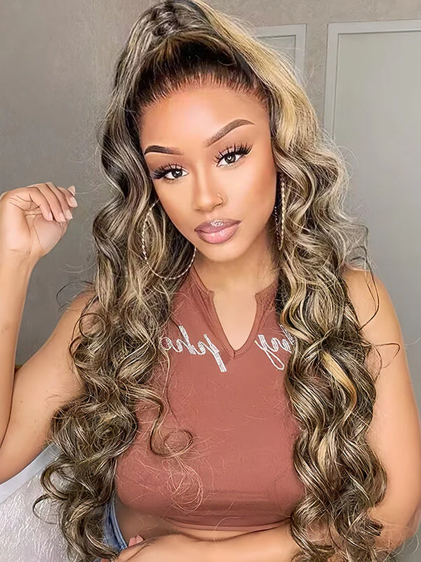 Dorsanee Pre Cut Balayage Light Brown Highlight Wear Go Glueless 9x6 Lace Closure Human Hair Wigs - Image 5