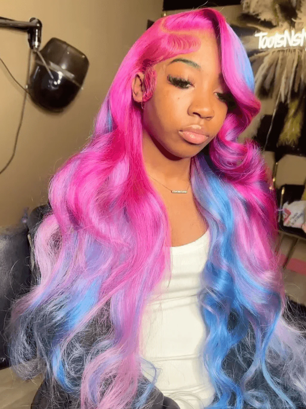Dorsanee Purple Red Blue Color 13x4 Lace Front Virgin Human Hair Wigs - Image 2