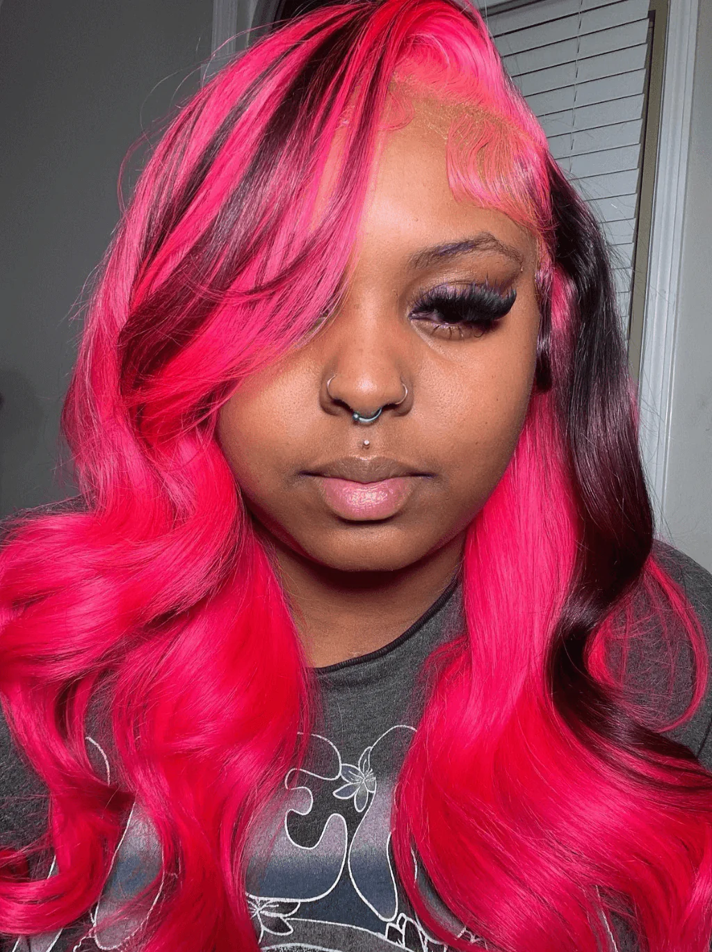 Dorsanee Red With Black Highlight Streaks Lace Front Huamn Hair Wig - Image 2