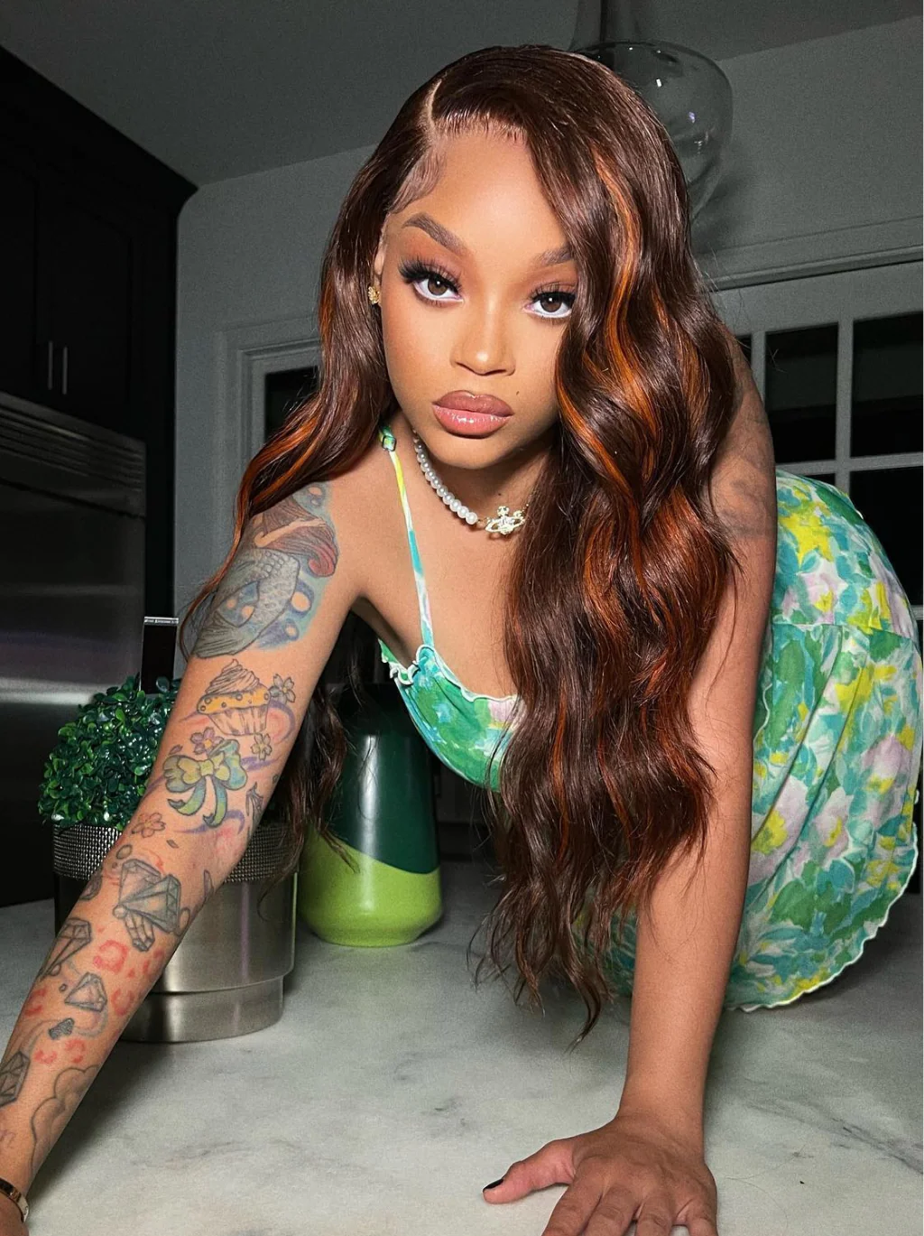 Dorsanee Reddish Chocolate Brown With Ginger Orange Highlights 13x4 HD Lace Front Body Wave Human Hair Wigs - Image 4