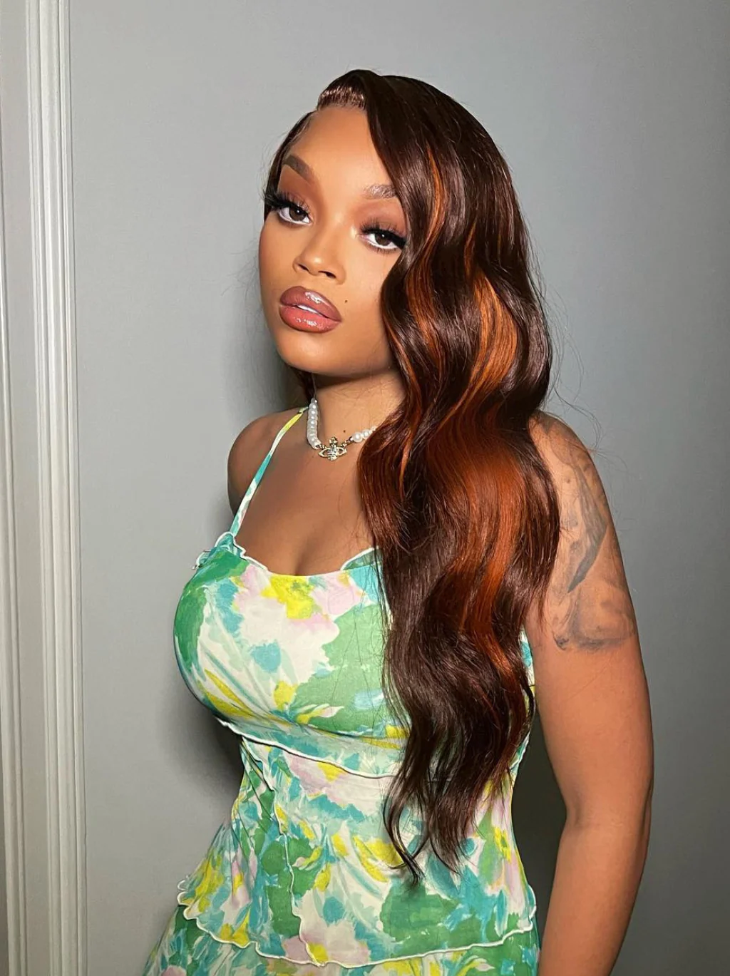 Dorsanee Reddish Chocolate Brown With Ginger Orange Highlights 13x4 HD Lace Front Body Wave Human Hair Wigs - Image 5