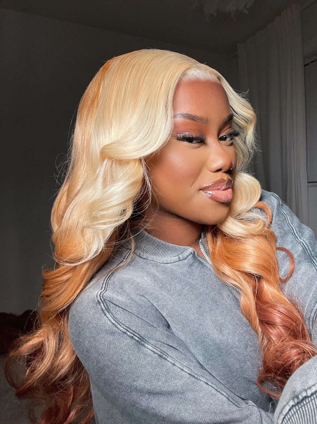 Dorsanee Reverse Ombre Blonde Light Brown 13x4 Lace Front Body Wave Human Hair Wigs - Image 5