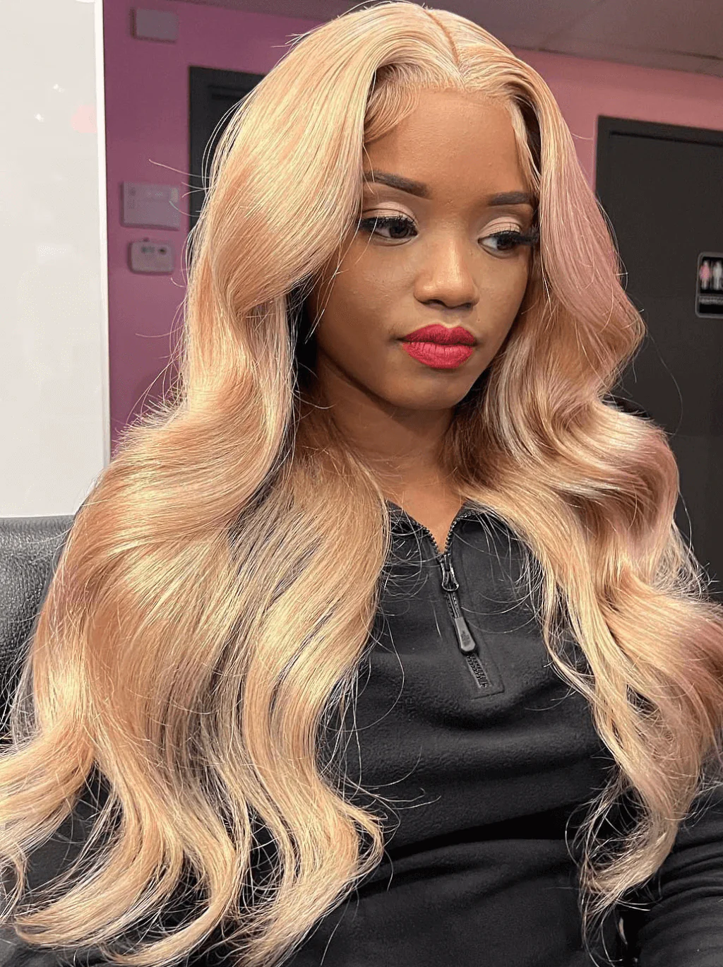 Dorsanee Rose Gold Honey Blonde Body Wave HD Lace Front Human Hair Wig - Image 3