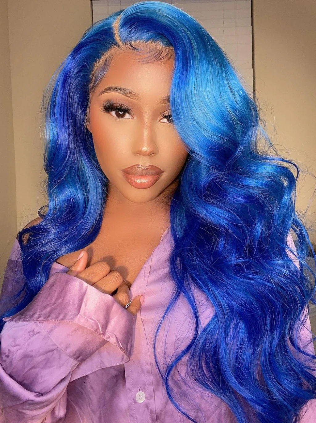 Dorsanee Royal Blue 200 Density 13x4 HD Lace Front Body Wave Virgin Human Hair Wigs - Image 3