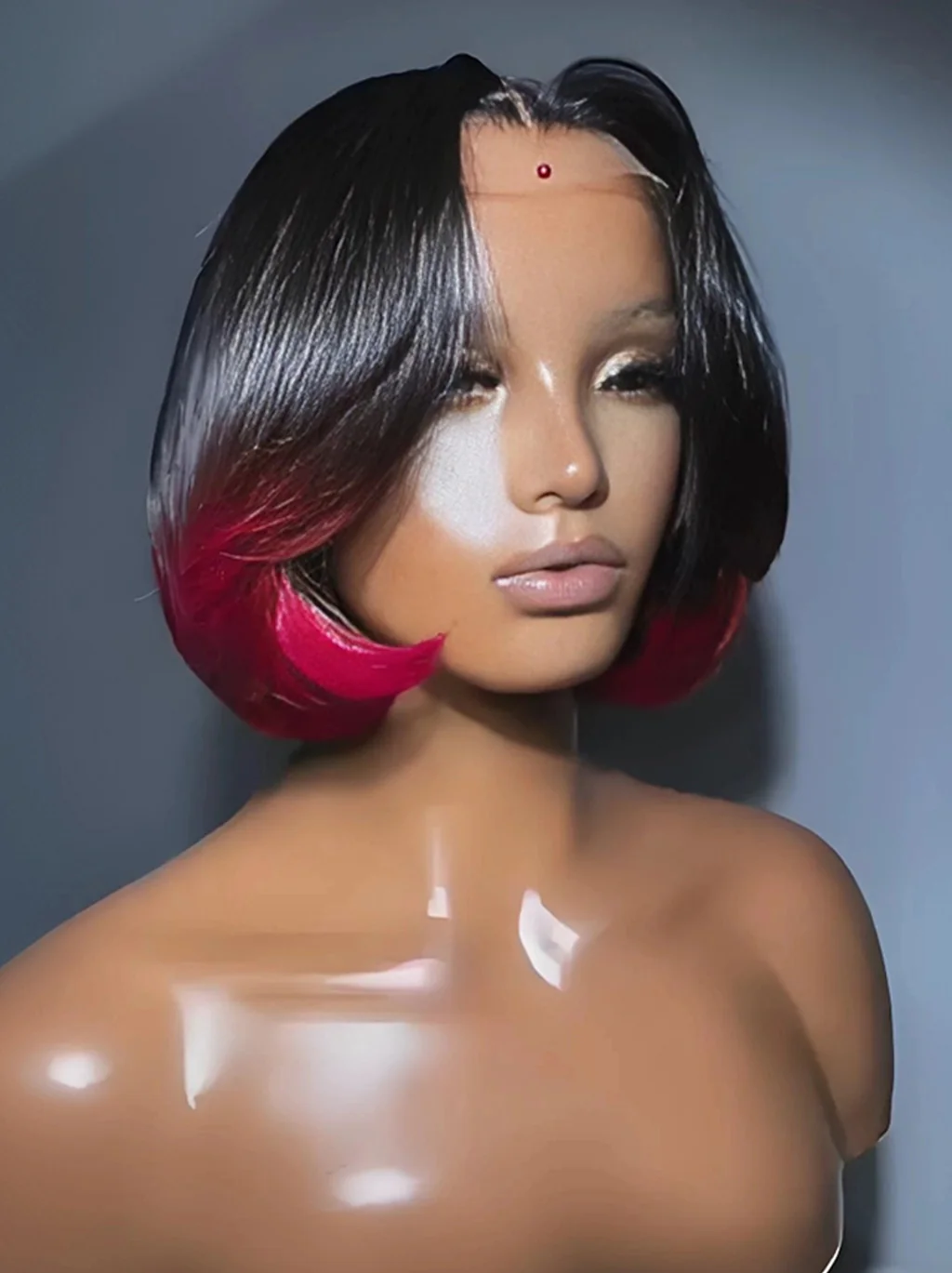 Dorsanee Short Bob Pixie Cut Ombre Black 99J Red 13x4 Lace Front Human Hair Wigs - Image 2